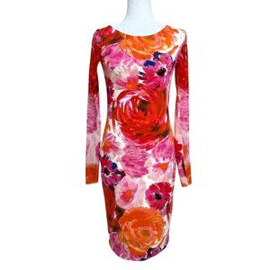 Fuzzi by Jean Paul Gaultier Dress Floral Pink Orange White Stretch Womens Size L